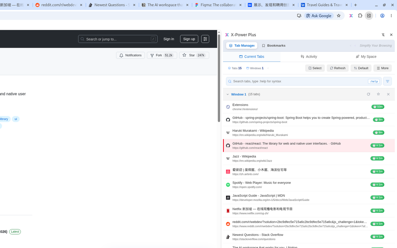 Tab overview and groups